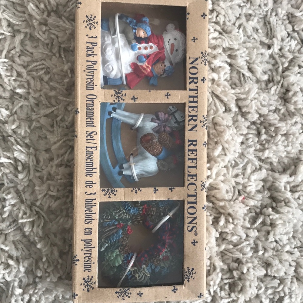 3 pack poly resin ornament set